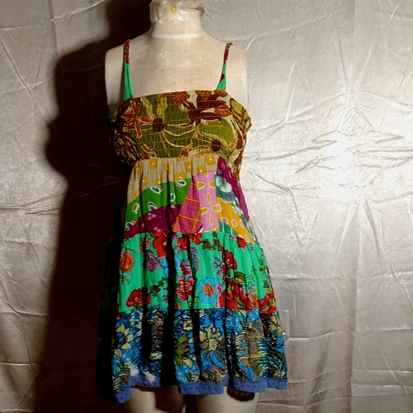 Blue Sky | Tops | Vintage Boho Patchwork Empire Waist Smocked Tiered A Line  Tank Top Blue Sky | Poshmark